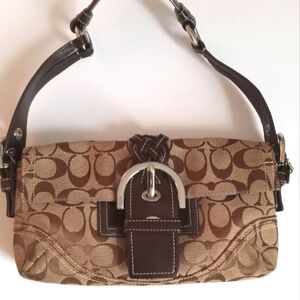 COACH Monogram Logo Baguette Hobo Bag